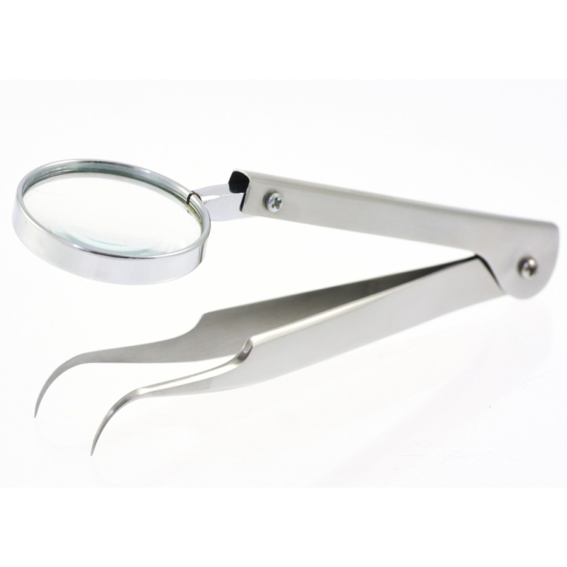 Lupenpinzette Pinzette Splitterpinzette mit Lupe 13 cm 